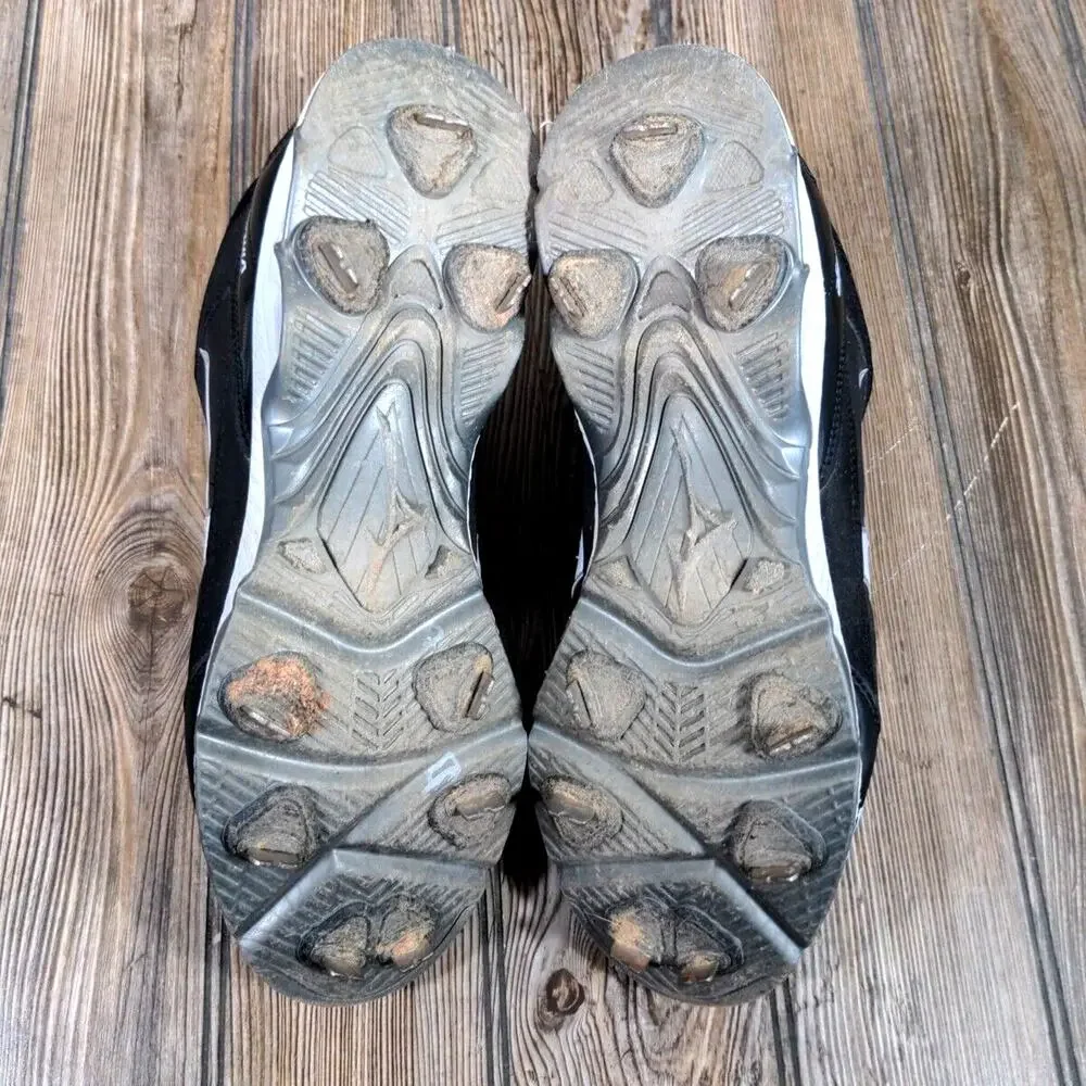 Mizuno 9 Spike Vintage G6 Metal Baseball Cleats Size 12.5 Men Black White‎